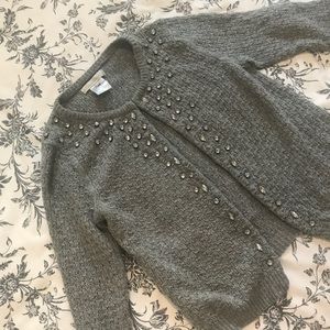 Grey Jeweled Cardigan